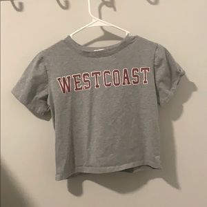romwe westcoast grey cropped tee